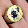 Cute Pug Dog Print Signet Ring