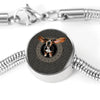 Basset Hound Dog Print Circle Charm Steel Bracelet