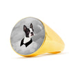 Boston Terrier Print Signet Ring