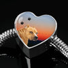 Staffordshire Bull Terrier Print Heart Charm Steel Bracelet