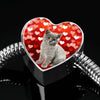 British Shorthair Cat Print Heart Charm Steel Bracelet