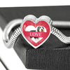 Bearded Collie Dog Print Heart Charm Steel Bracelet