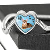Toyger Cat Print Heart Charm Steel Bracelet