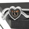 Amazing Basset Hound Dog Print Heart Charm Steel Bracelet