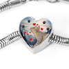 Ocicat Print Heart Charm Steel Bracelet