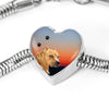 Staffordshire Bull Terrier Print Heart Charm Steel Bracelet
