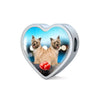Cairn Terrier Print Heart Charm Steel Bracelet