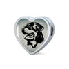 Rottweiler Dog Black&White Art Print Heart Charm Leather Woven Bracelet