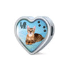 Toyger Cat Print Heart Charm Leather Woven Bracelet