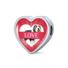 Bearded Collie Dog Print Heart Charm Leather Bracelet