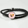 Labrador Retriever Dog Print Circle Charm Leather Woven Bracelet