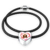 Basset Hound Print Heart Charm Braided Bracelet