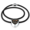 Amazing Basset Hound Dog Print Heart Charm Leather Bracelet