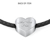Scottish Fold Cat Print Heart Charm Leather Bracelet