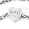 American Eskimo Dog Print Heart Charm Steel Bracelet