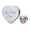 Bearded Collie Print Heart Charm Steel Bracelet
