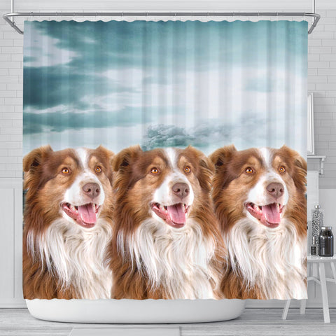 Cute Australian Shepherd Print Shower Curtains