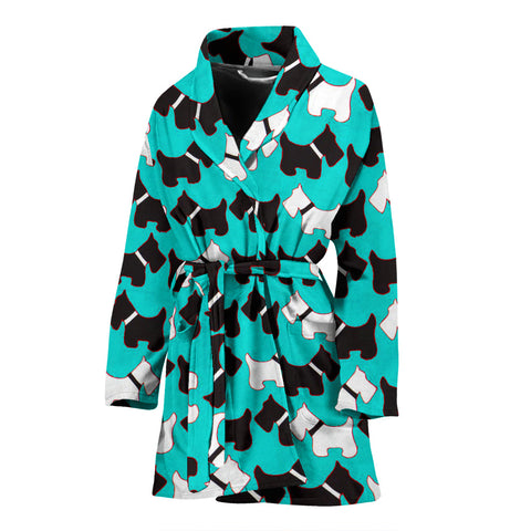 Scottish Terrier Dog Pattern Print Women's Bath Robe