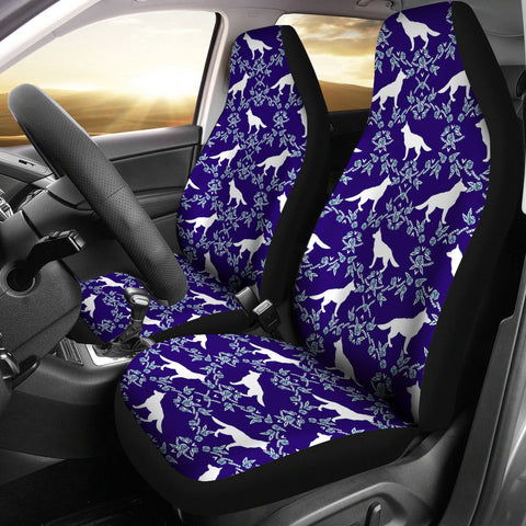 German Shepherd Dog Floral Print Car Seat Covers