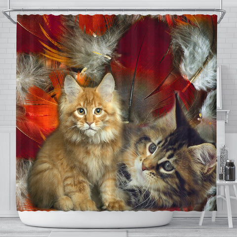 Cute Maine Coon Print Shower Curtains