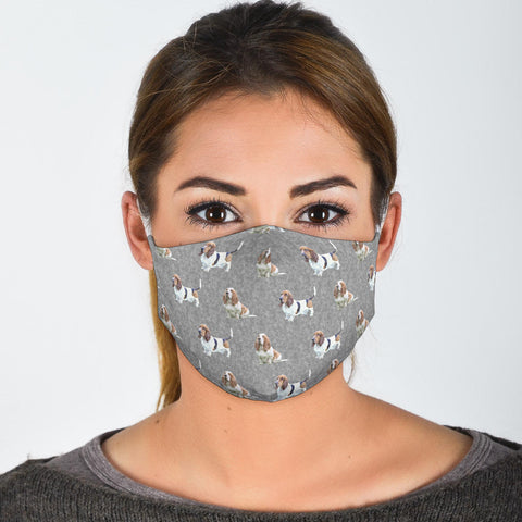 Cute Basset Hound Patterns Print Face Mask