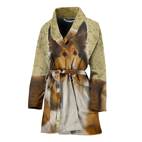 Cute Collie Print Women's Bath Robe