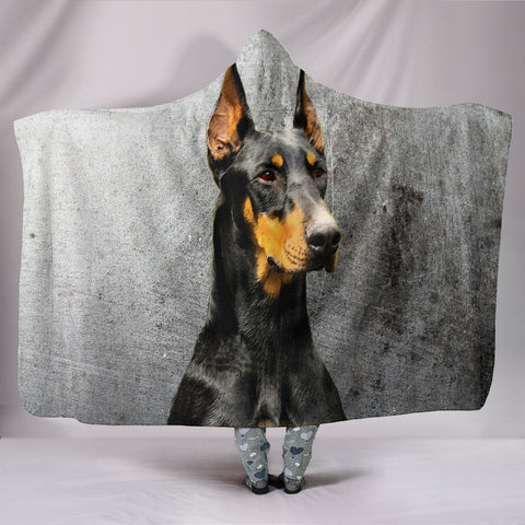 Doberman Pinscher Print Hooded Blanket