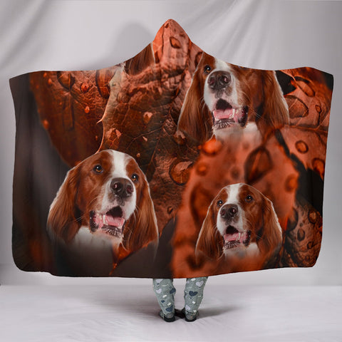 Cute Irish Red and White Setter Print Hooded Blanket