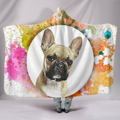 Colorful French Bulldog Print Hooded Blanket