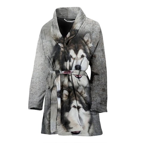 Siberian Husky Print Women's Bath Robe