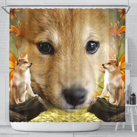 Shiba Inu Dog Print Shower Curtains