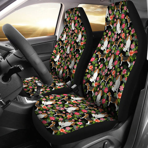 Beagle Dog Floral Print Car Seat Covers