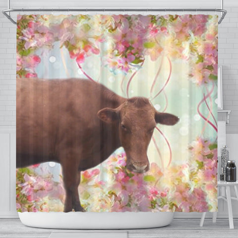 Danish Red cattle (Cow) Print Shower Curtain