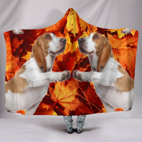 Cute Basset Hound Print Hooded Blanket