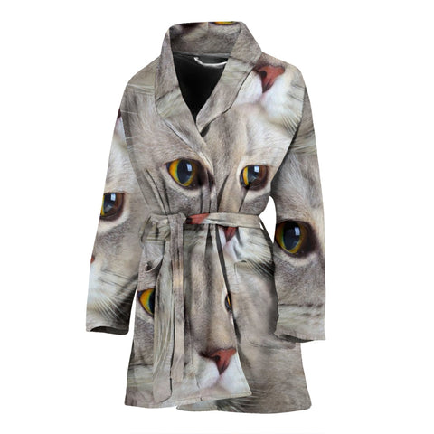 Cute Scottish Fold Cat Print Women's Bath Robe