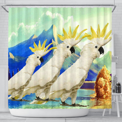 Lovely Cockatoo Parrot Print Shower Curtains