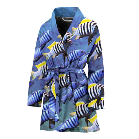 Cynotilapia Afra Fish Print Women's Bath Robe