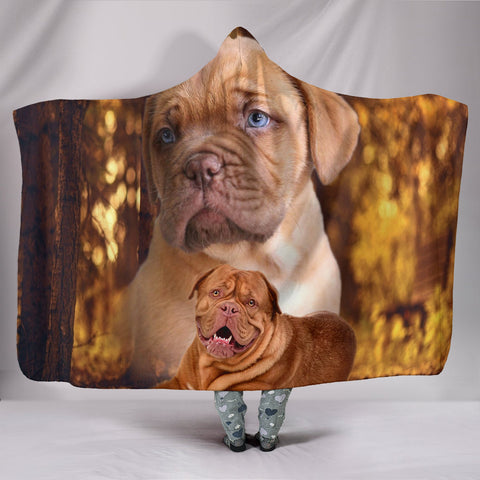 Cute Bordeaux Mastiff Print Hooded Blanket