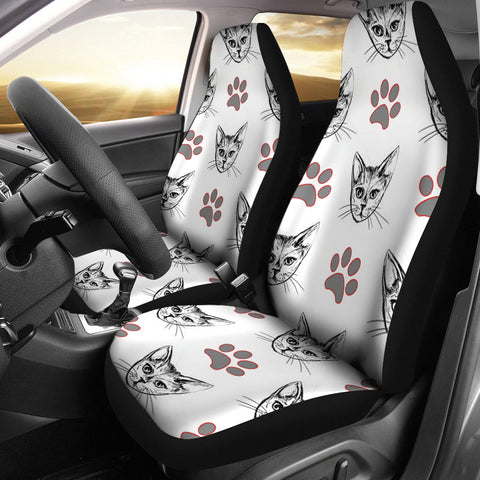 Cute Cat and Paws Print Car Seat Covers