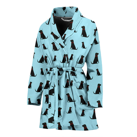 Black Labrador Pattern Print Limited Edition Women's Bath Robe