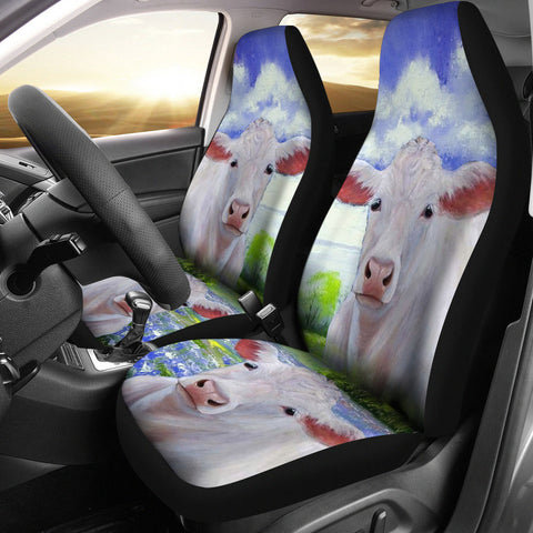 Charolais Cattle (Cow) Print Car Seat Covers