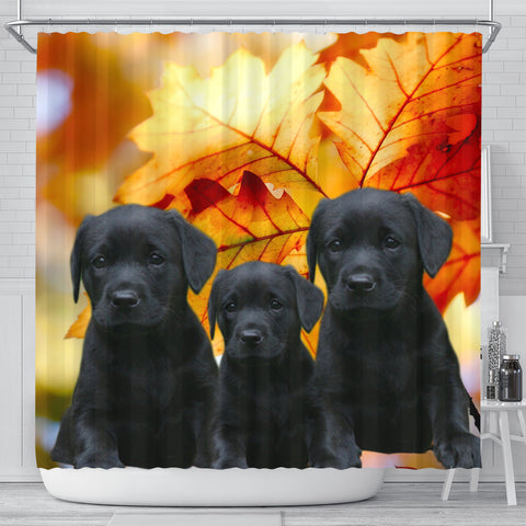 Black Labrador Print Shower Curtains