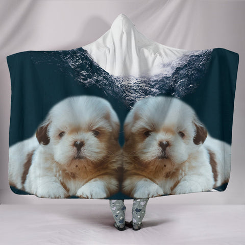 Shih Tzu Print Hooded Blanket