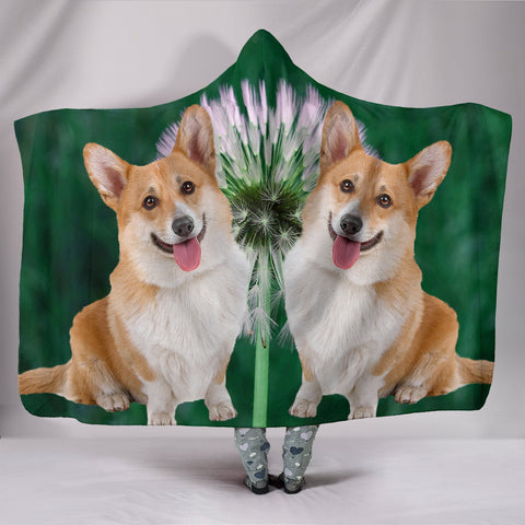 Cardigan Welsh Corgi Dog Print Hooded Blanket