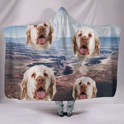 Clumber Spaniel Print Hooded Blanket