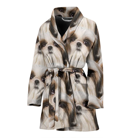 Shih Tzu Dog Patterns Print Women's Bath Robe