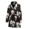 Cute Bichon Frise Dog Print Women's Bath Robe