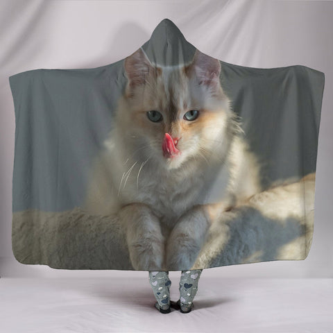 Birman Cat Print Hooded Blanket