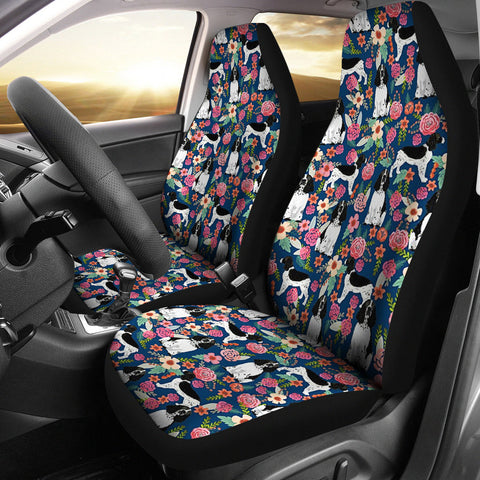 English Springer Spaniel Dog Floral Print Car Seat Covers