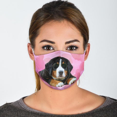 Bernese Mountain Dog With Glasses Print Face Mask